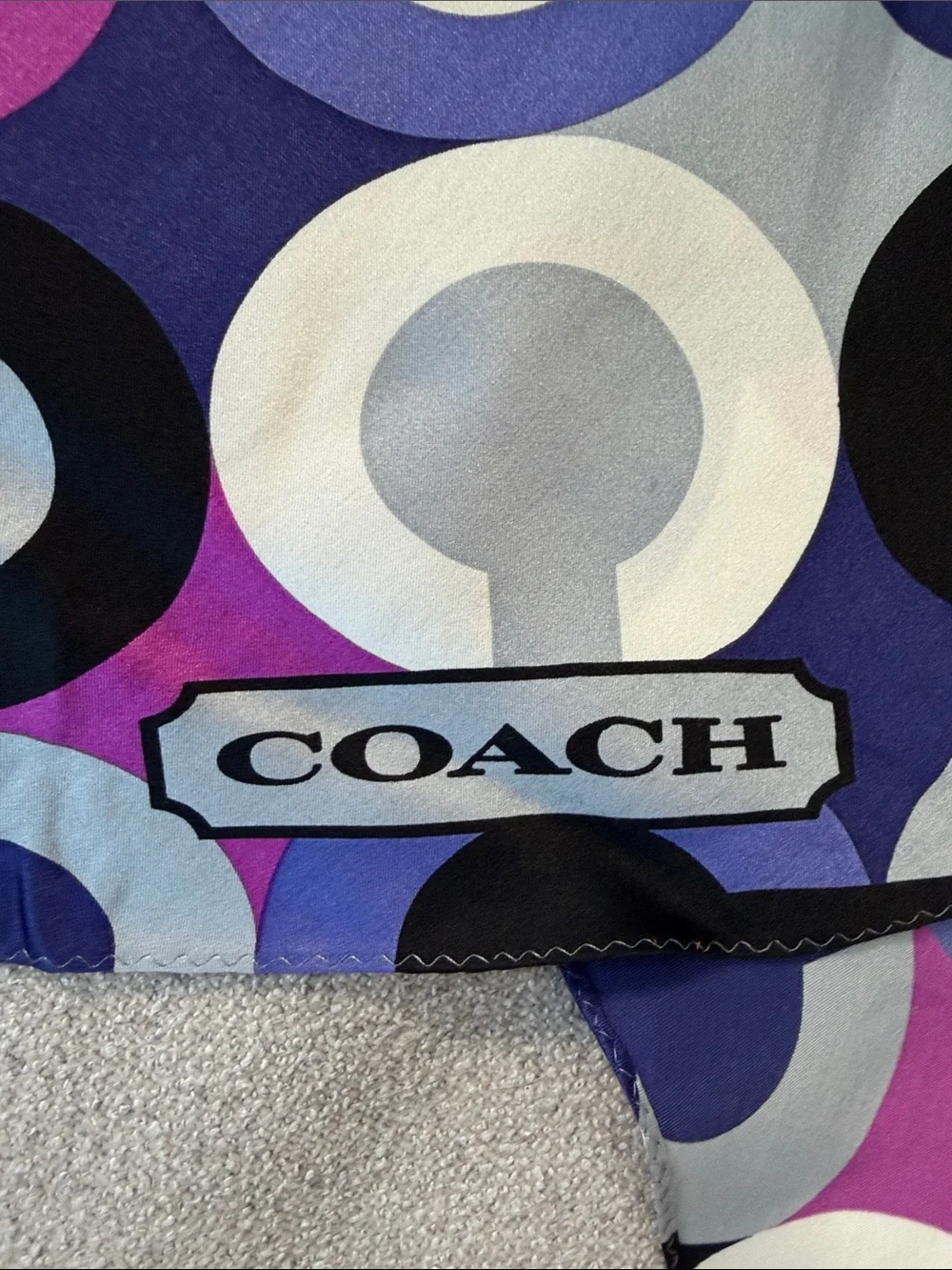 COACH Purple Multi Geometric Silk Scarf